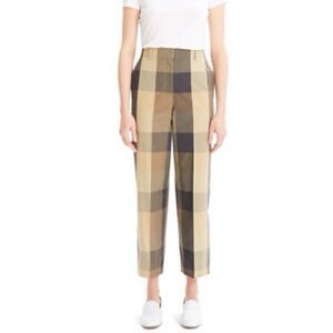 Theory Gray and Tan Plaid Cropped Capris Sz 6